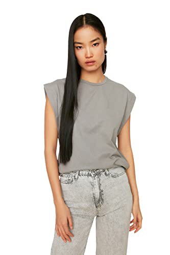 T-Shirt Gris sans Manches Femme Trendyol pour un Style Décontracté au Quotidien