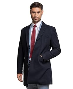 SIRRI Manteau en laine pour homme Veste blazer mi-longue Tenue formelle classique ajustée en bleu marine Taille 52