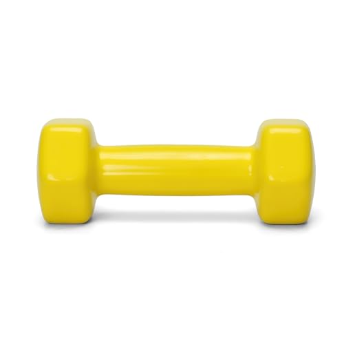 Image of Amazon Basics Vinyl Coated Dumbbell for Gym Exercises, Set of 2, 1.4 Kg, Yellow
