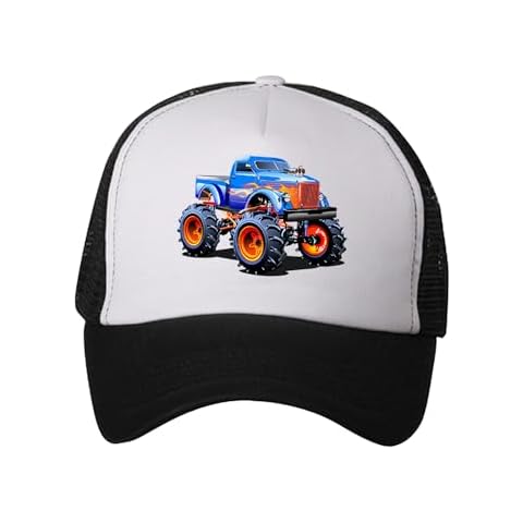 A Dash of Chic Trucker Hat, Boys Monster Truck Hat, One Size Fits Most for Little Boys who Love Trucks (Polyester, Blue Truck) Cover