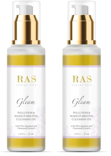 Image of RAS Luxury Oils Gleam- Pollution & Makeup Melting Cleansing Oil; Enriched With Olive Oil, Moringa & Chamomile Extracts; Melts Makeup, Removes Dirt and Buildup, Calms & Brightens the Skin ; 50 ml