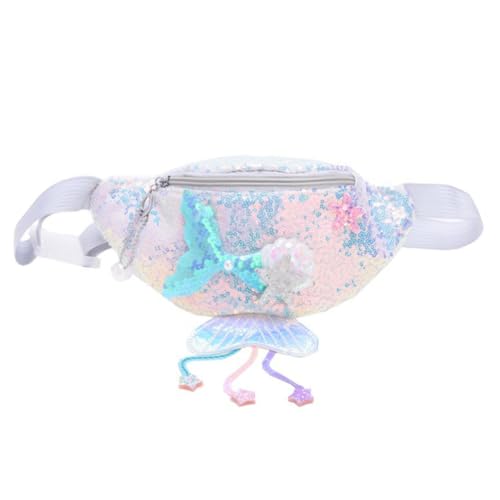 NIYANGLE Riñonera Brillante para Niñas Lentejuelas de Sirena, Bolso de Pecho Pequeño Plateado, Bolso de Cinturón Decorativo para Actividades y Salidas Diarias