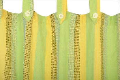 Image of Yaweh Cotton Striped Room Darkening Loop Type Curtain- 4 Ft X 5 Ft Set of 2 Pieces(Orange), Opaque, Tab Top Curtains (Yellow, Door)