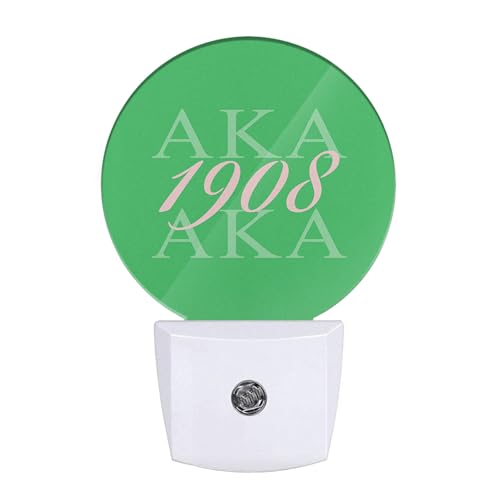 Image of EKOBLA AKA 1908 Night Light, Also Known As Abbreviation Hip Hop Style Pink Green White Night Lights Plug Into Wall with Dusk to Dawn Auto Sensor for Bathroom, Hallway, Kitchen