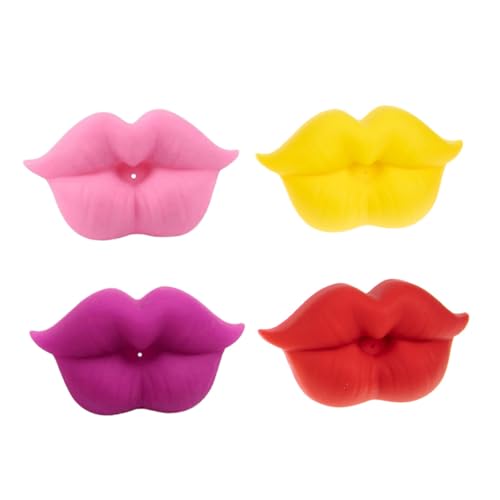 UKCOCO 4 piezas Chupetes para Recién Nacido Diseño Divertido y Fácil Agarre Favorece Desarrollo Oral y Colores Rojo y Rosa Regalo para Shower