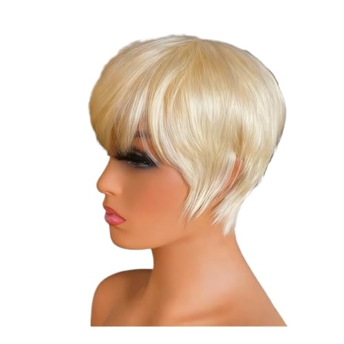 Perruque courte coupe lutin de 6 pouces blonde la solution pour cheveux clairsemés