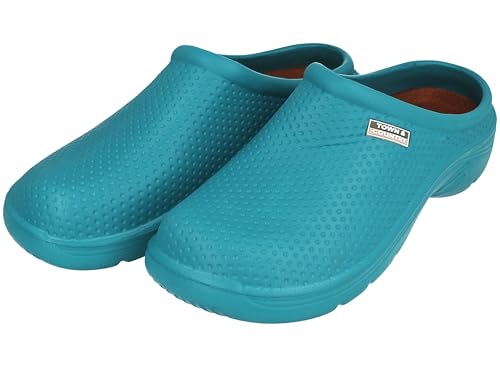 Town & Country Clogs Mens/Womens Ladies Teal Gardening Super Soft Clogs/Cloggies Lightweight Cushioned Insole, 8 UK