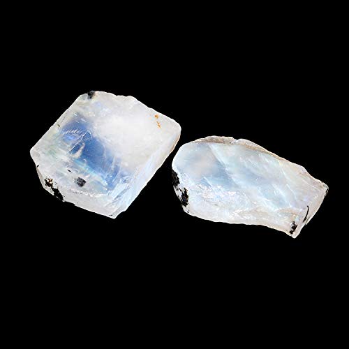 Jaguar Gems - 30+ Carats Rough Black Tourmalinated Moonstone Gemstone Stone Healing Raw Crystal Handpicked Gemstone (Pack of 2)