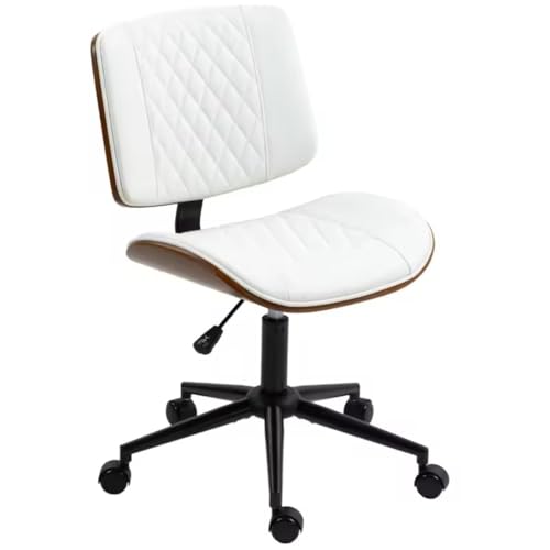 ORION91oficial® -Silla de Escritorio sin Brazos, Silla de Oficina Giratoria, Tapizada en Cuero Sintético, Respaldo Curvado, Asiento Forma U, Altura Ajustable, Basculante, Unitaria