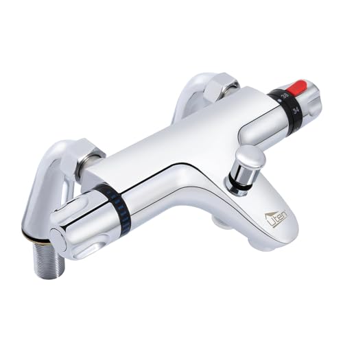 Mitigeur Thermostatique de Douche, Uten Mitigeur Baignoire Thermostatique, Raccord Fileté 1/2', Laiton Robinet Douche pour Salle de Bain avec 38°C Bouton de Sécuri