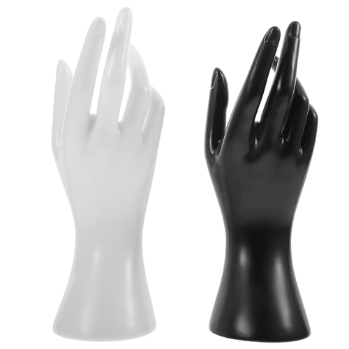 GLEAVI Soporte para Joyas de Mano 2 Piezas Negro y Blanco Estante de Exhibición para Pulseras y Anillos Material Plástico Duradero Ligero y Fácil de Limpiar Adecuado para Organizar y