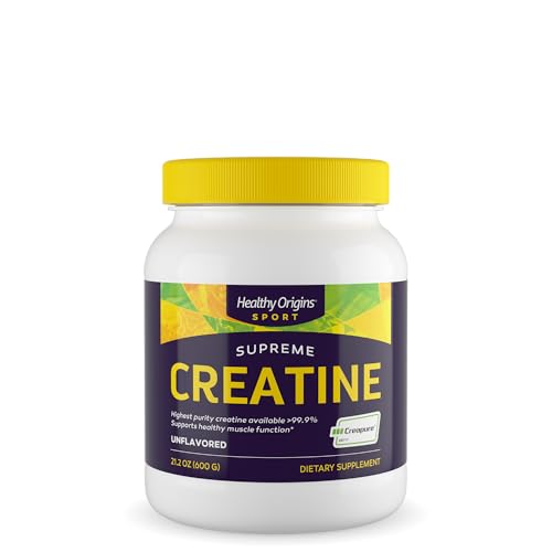 Healthy Origins Supreme Creatine (Creapure), Creatine Supplement for Muscle Support, Unflavored, Non-GMO, Vegan, 21.2 Oz