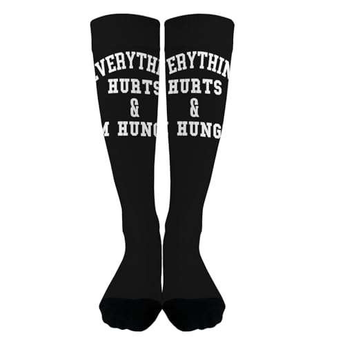 Everything Hurtss & I'm Hungrys - Running Marathons Runner Knee High Socks Boot Sock