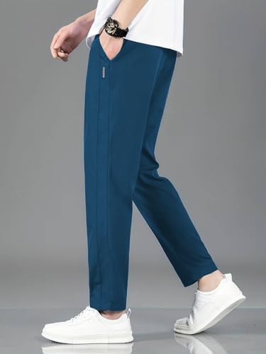 Image of TAGDO Men's Loose Fit Solid Color Polyester Drawstring Sports Pants - Casual, and Comfortable for Outdoor Activities (5186)