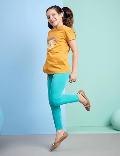 Image of Amazon Brand - Symbol Girl's Cotton Jersey Stretchable Leggings | Ankle Length | Aged 2-14 Years