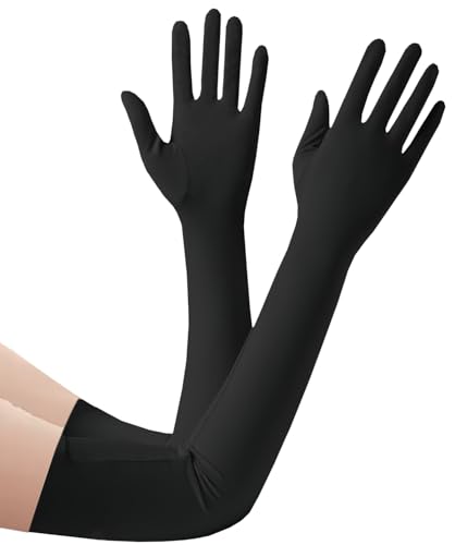 Women's Long Satin Gloves for Weddings, Prom, Formal Events - Stretchy Elbow Length Evening Gloves