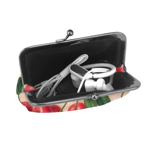Pu Leather Buckle Coin Purse Cherry Pattern Girls Kiss-Lock Change Purse Wallets4