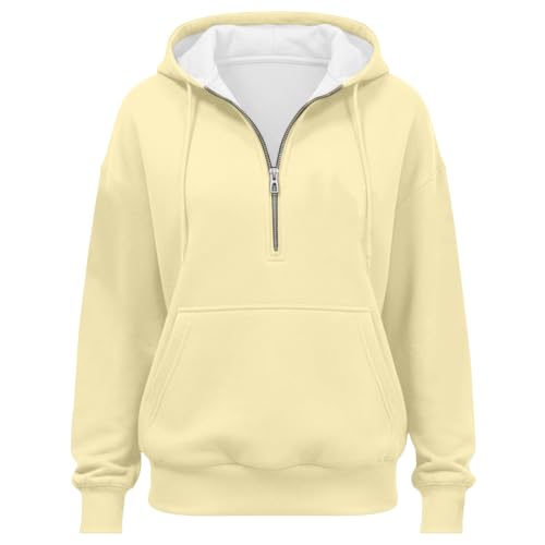 HswsEJ Quarter Zip Pullover Women Fleece Oversized Quarter Zip Hoodie - image 4