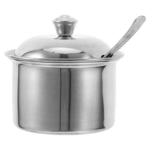 VERDANVERSEPot À Condiments En Inoxydable Avec Couvercle ÉTanche Et CuillèRe RéCipient Polyvalent Pour Sel Sucre ÉPices Sucrier Moderne Taille S Pour Cuisine OrganiséE