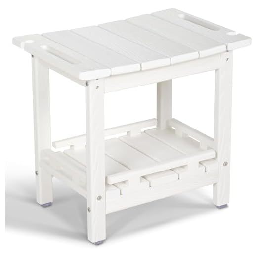 NALONE Corner Shower Stool, HDPE Shower Bench for Inside Shower, Small Shower Chair Seat for Shaving Legs with Storage Shelf, Soap Box and No-Slip Feet (White)