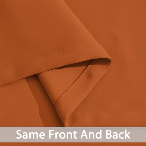 Yakamok Room Darkening Orange Blackout Curtains Thermal Insulated Grommet Curtain Panels for Bedroom, 52W x 63L, Burnt Orange, 2 Panels