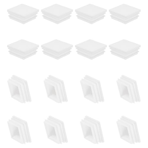 Image of PATIKIL Square Plastic Plug, 16 Pcs 1.57 Inch /40mm Tubing Insert End Caps Plastic Plug Cap for Square Tubes Chair Legs Furniture Metal Tubing Hardware Plugs Fences, White