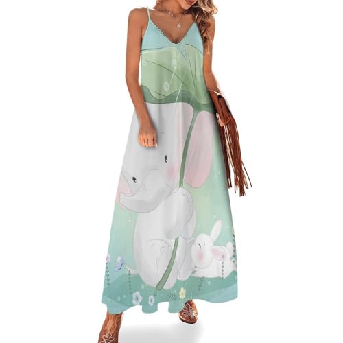 Robe longue pour femme ete sans manches imprimée pour la plage