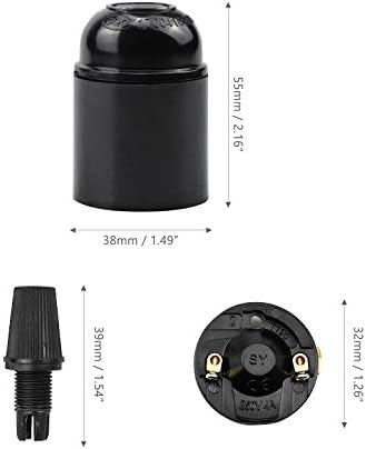 cococity Vintage E27 Lamp Holder Black ES Screw Light Bulb Holder Socket Pendant Fitting Set, Pack of 8