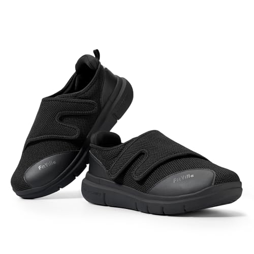 FitVille Shoes for Men Extra Wide Width Orthopedic Slip-on Shoes - EasyTop Duo Strap V1