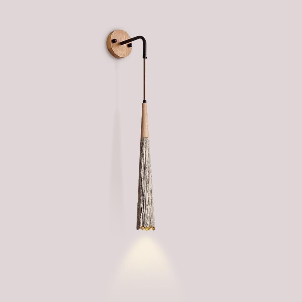 SXECAEPS Wood Lighting Wall Lamp Nordic Modern Stone Sconce Cement Shade Interior Lantern for Bedroom Bedside Living Room Study Corridor Entryway Restaurant(A)