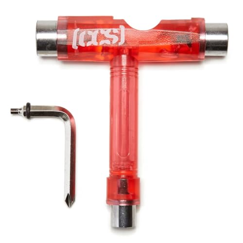[CCS] Skateboard Tool - All in One T Tool, Metal T Tool W/Grip File, or Y Tool W/Rethreader (Clear Red)