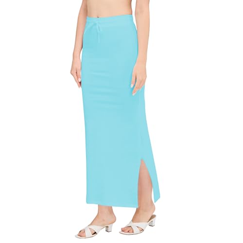 Image of DESI GIRL Cotton Lycra Stretchable Saree Shapewear Petticoat with Drawstring for Women | Fishcut Saree Petticoat with Side Slit for Easy Movement | Saree Shaper | Long inskirt