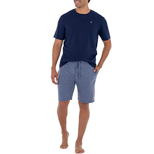 Izod Men's Sleeve Jersey Knit Top And Breathable Shorts Sleep Set, Blue, X-Large #TOP26