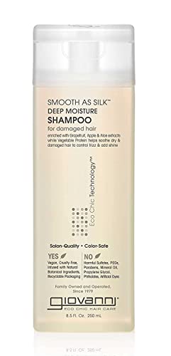 Smooth As Silk Deep Moisture Shampoo with No Parabens, No Sulphates, No Mineral Oil, No Colours, No PEG, USDA Certified Organic, For dry, damaged hair, 250ml
