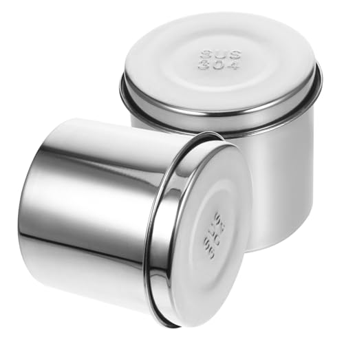 Garneck Jars Lids 2pcs Air Tight Jars Stainless Steel Cylinder for Medical Beauty Use
