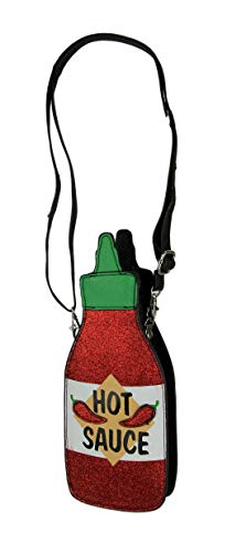 Bolso cruzado pequeño con purpurina roja para salsa picante Cover