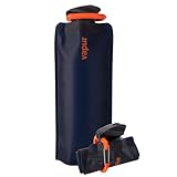 Vapur Collapsible Water Bottle with Carabiner - 34oz (1L), Night Blue - Flexible and Lightweight...