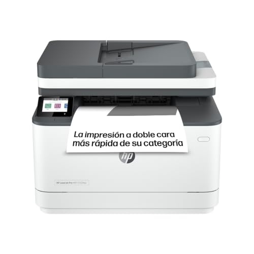 HP LaserJet Pro 3102fdw 3G630F, Impresora Láser A4 Multifunción Monocromo a Doble Cara automática, Escaner, Copiadora, Fax (33ppm, Wi-Fi, Procesador 800MHz, Memoria 512MB, Smart App) Blanca y Gris