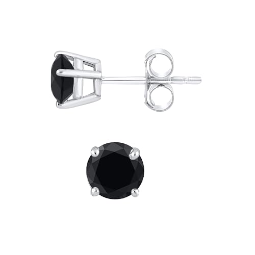 Black Diamond Stud Earrings - 14K White Gold Diamond Earrings for Women2