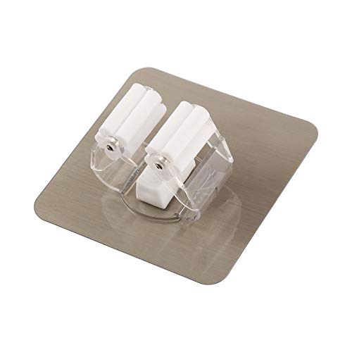 Organizador de cocina Estante de pared Colgador montado en la pared Soporte de almacenamiento de la percha 1-2 posiciones para escobilla de cepillo Mop - Blanco
