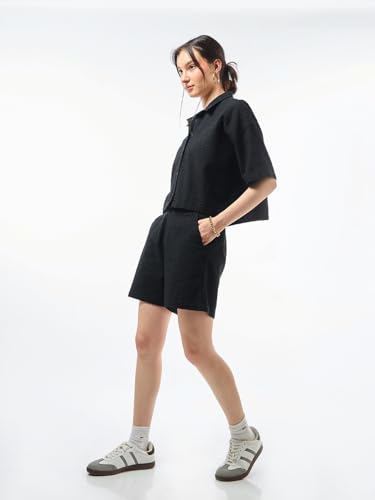 Image of Bewakoof Women's Cotton Solid Loose Fit Modern Co-Ordinates