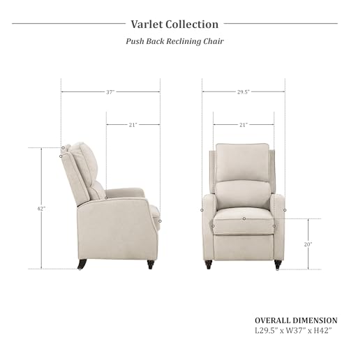 Lexicon Push Back Recliner Chair Living Room, Reclining Sofa Chair, Modern Recliner, Fabric Recliner Arm Seat for Living Room/Office/Apartment, Beige