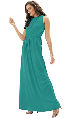 Image of KOH KOH Womens Long Sleeveless Halter Bridesmaid Wedding Guest Maxi Dress