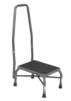 Drive Medical 13062-1SV Bariatric Heavy Duty Step Stool with Handrail, Silver Vein