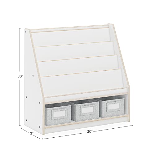 Guidecraft Edq Book And Bin Display White With 3 Storage Bins: Wooden Kids Bookcase And Toy Storage Organizer; Homeschool And Classroom Bookshelf Furniture #TOP5