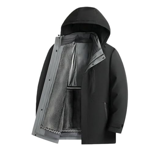 Chaqueta de plumón contra el frío de hombre con forro confortable y capucha desmontable casual
