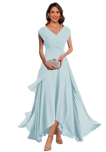 Tea Length Mother of The Bride Dresses Chiffon Formal Wedding Guest Dress for Women Evening Party