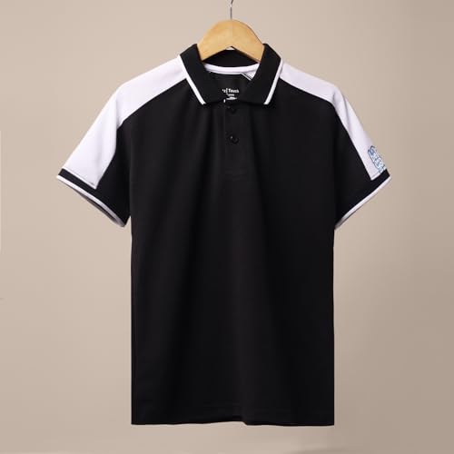 Image of TotzTouch Boys Premium Polo Collar Tshirt Combo with Zipper Closure Color White & Black Age 6 Years to 15 Years