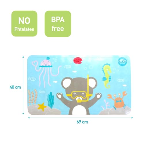 dBb Remond Baby-Badematte rutschfest – Badewanneneinlage – Wassertemperaturanzeige >37°C – Baby-Badematte aus PVC – 69 x 40 cm – Bären-Dekor