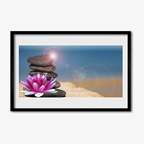 Fleur de lotus cadre en MDF 60x40 cm idéal pour une chambre zen